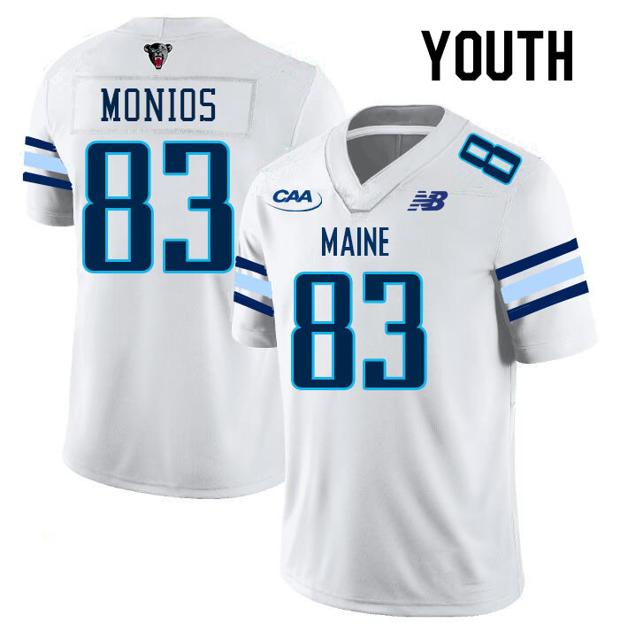 Youth #83 Michael Monios Maine Black Bears College Football Jerseys Stitched Sale-White
